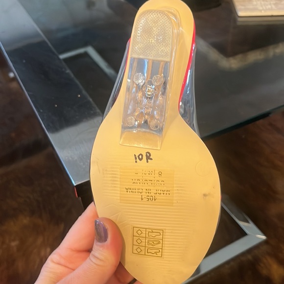 Mackin J opened toe wedge pink heels size 8 clear wedge heel . - Picture 6 of 6